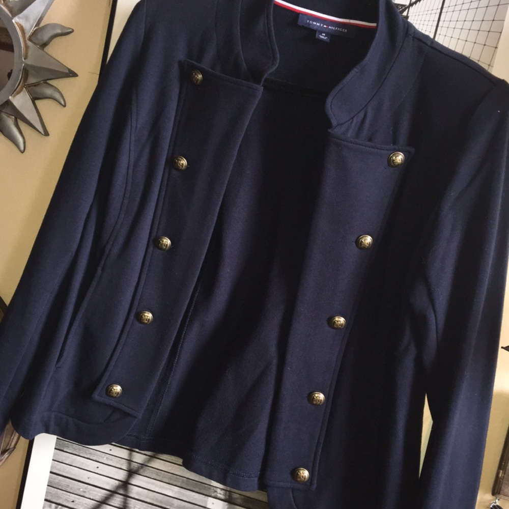 NWOT Tommy Hilfiger M navy blue military jacket
